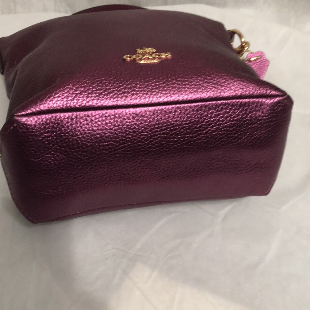 Coach Metallic Berry Pebble Leather Bag - Picture 7 of 11
